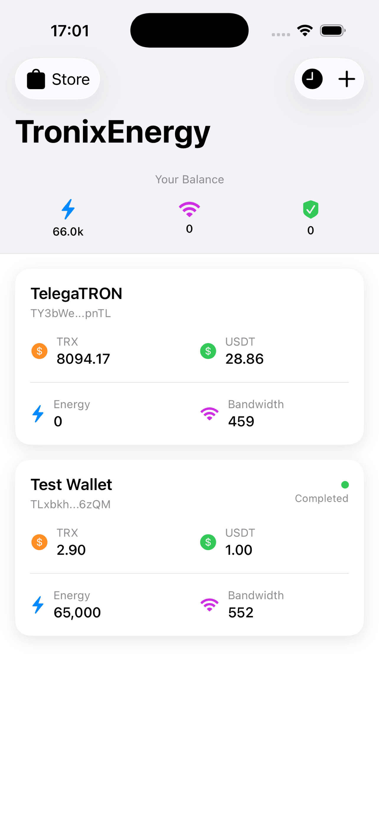 TronixEnergy App - Wallet Management